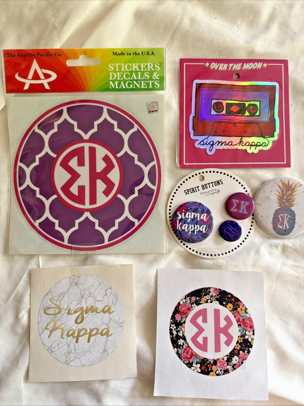SIGMA KAPPA Sorority Bundle Decal Pins Sticker Lot Greek College 6 PCS NEW